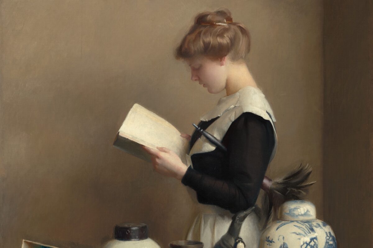 Fragment obrazu “Służąca” Williama McGregora Paxtona zapomniane zawody w pałacach