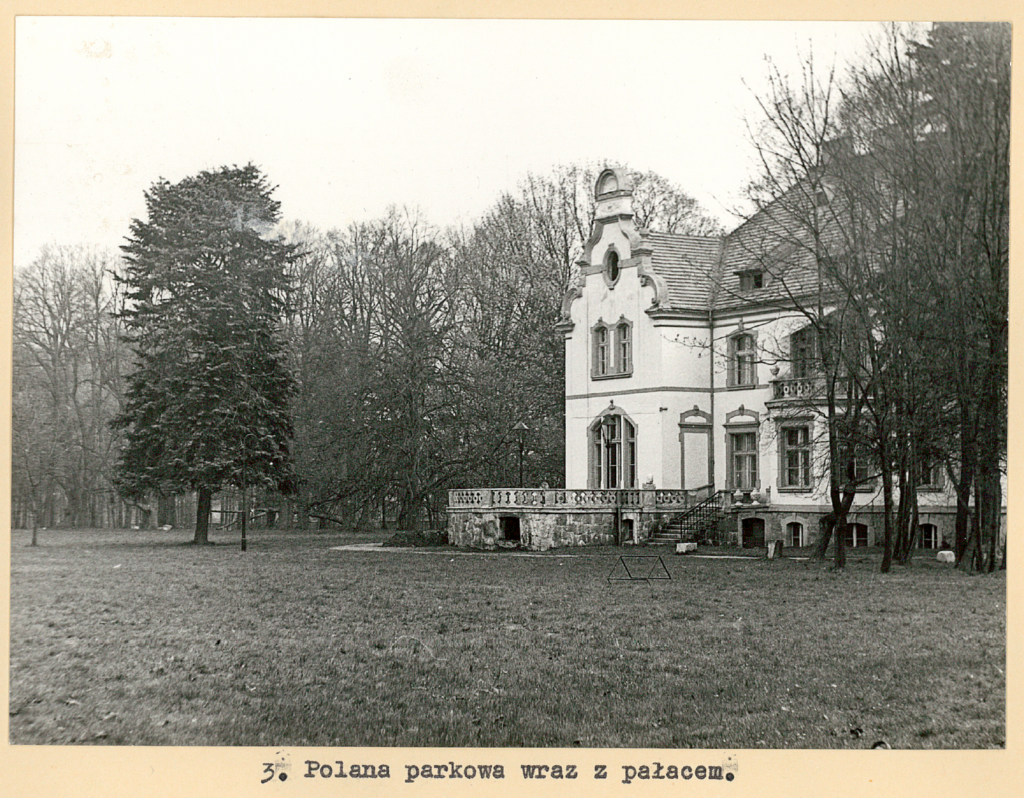pałac w targoszynie widok od strony polany 1979 rok
